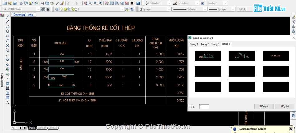 thống kê thép tự động HCAD,phần mềm thống kê thép,Phần mềm HCAD tự động tính toán